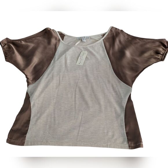 French Laundry Petite Medium Top - Cold Shoulder Satin Sleeves New With Tags - Picture 7 of 10